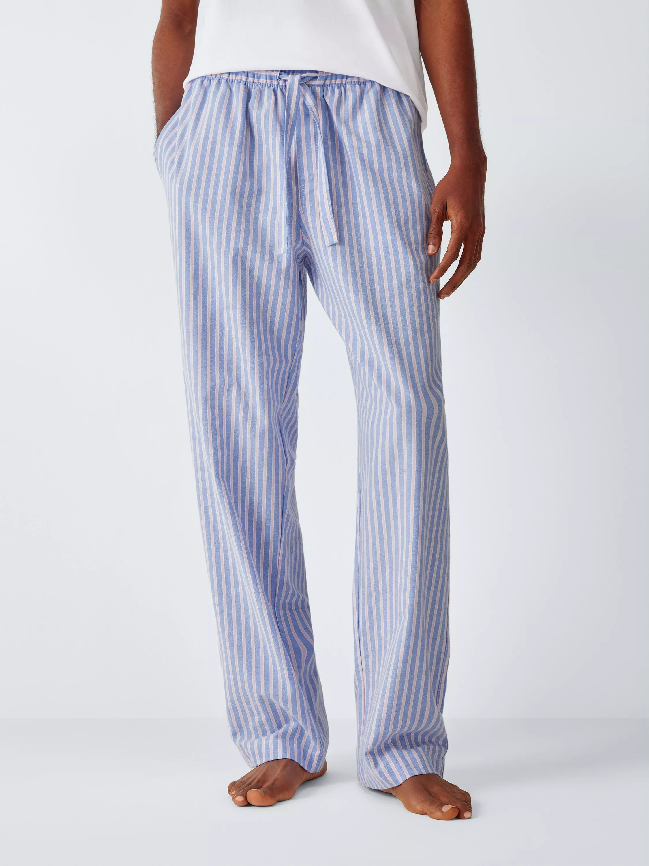 John Lewis Stripe Organic Cotton Pyjama Bottoms, Blue Light | John Lewis (UK)
