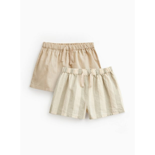 Buy Stripe & Plain Shorts 2 Pack 3-6 months | Baby Holiday Clothes | Tu | Tu Clothing