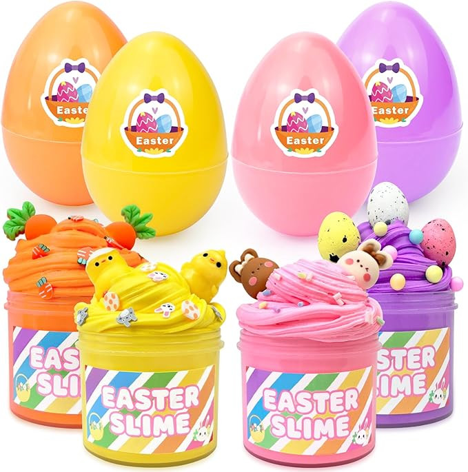Easter Basket Stuffers for Kids, 4 Pack Prefilled Easter Eggs w/Slime and Charms Toys for Teens G... | Amazon (US)