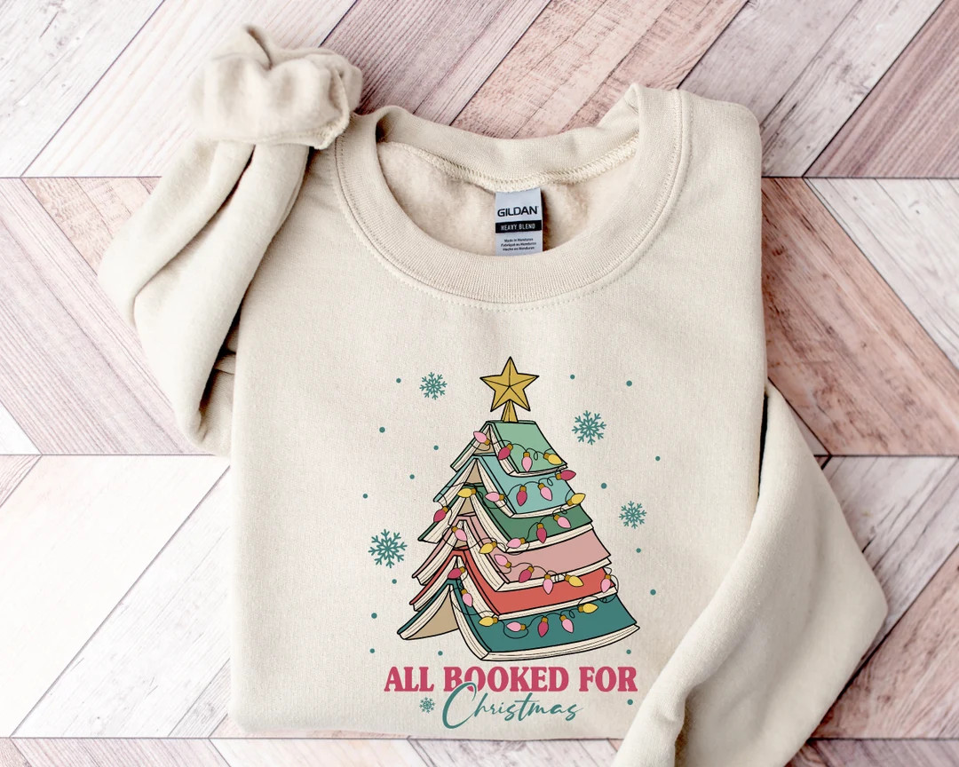 Book Tree Christmas Sweater All Booked for Christmas - Etsy | Etsy (US)