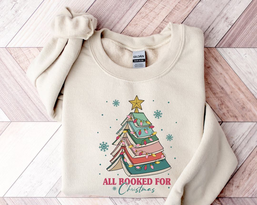 Book Tree Christmas Sweater All Booked for Christmas - Etsy | Etsy (US)