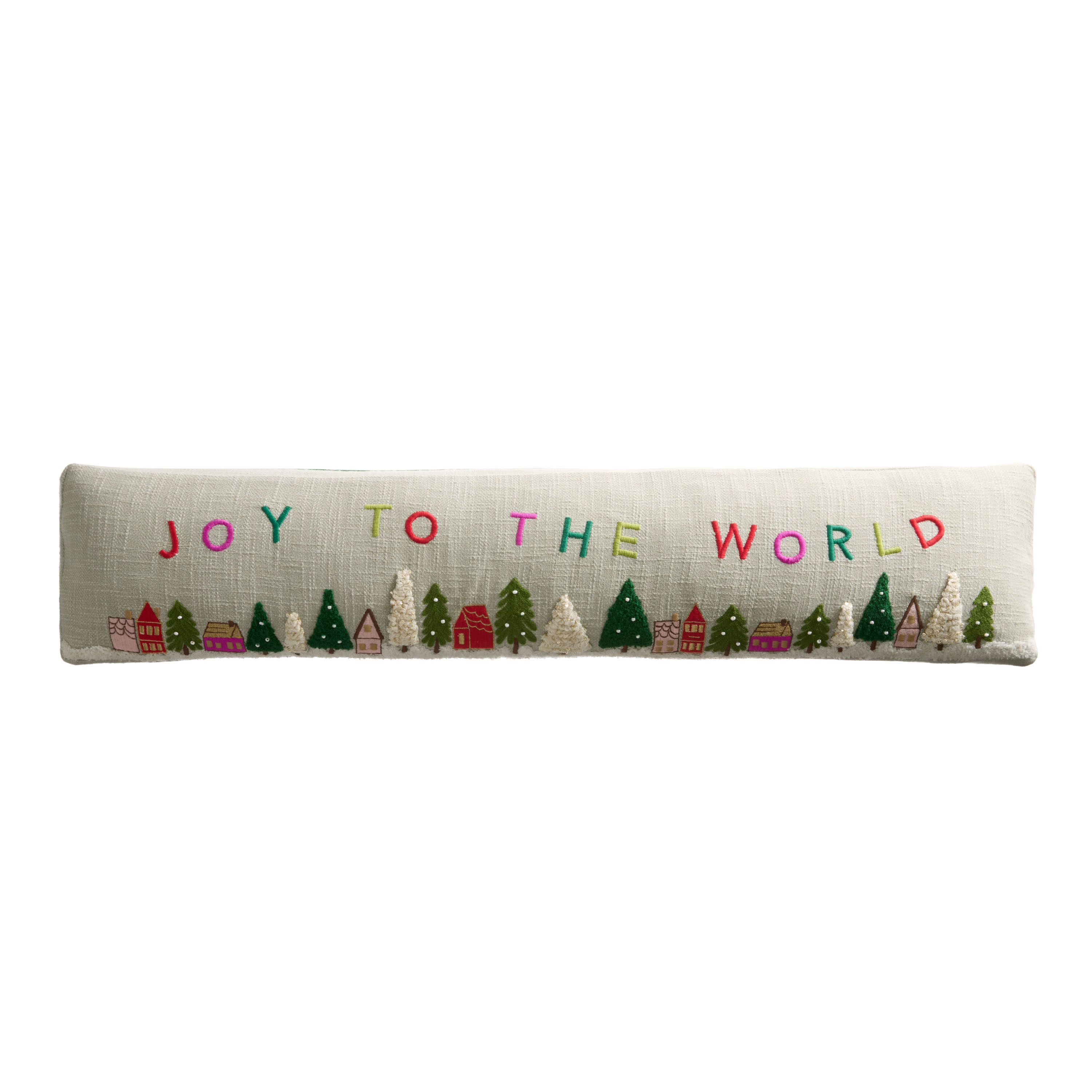 Extra Wide Joy to the World Embroidered Lumbar Pillow | World Market