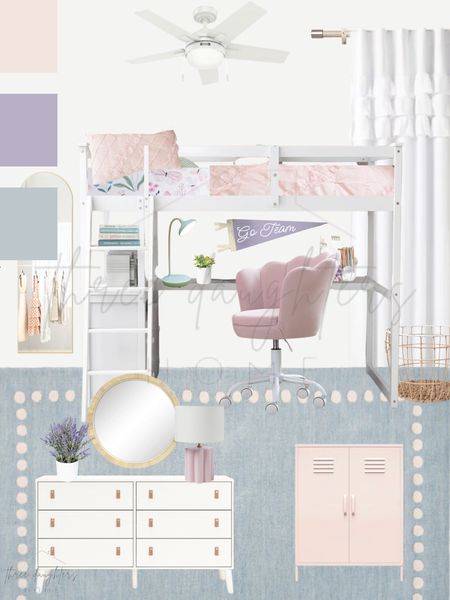 my latest design for a sweet, newly turned 6 year old 🙂

girls room, loft bed, bunk bed, big girls room, girl bedroom, blackout curtains, girls bedding, arch mirror, locker cabinet

#LTKstyletip #LTKkids #LTKhome