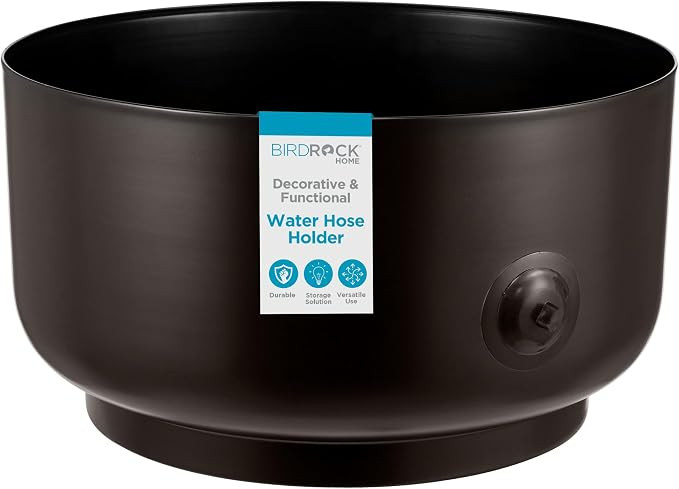 BIRDROCK HOME Decorative Footed Water Hose Holder Pot - Ground Garden Hose Box - Steel - Powdered... | Amazon (US)