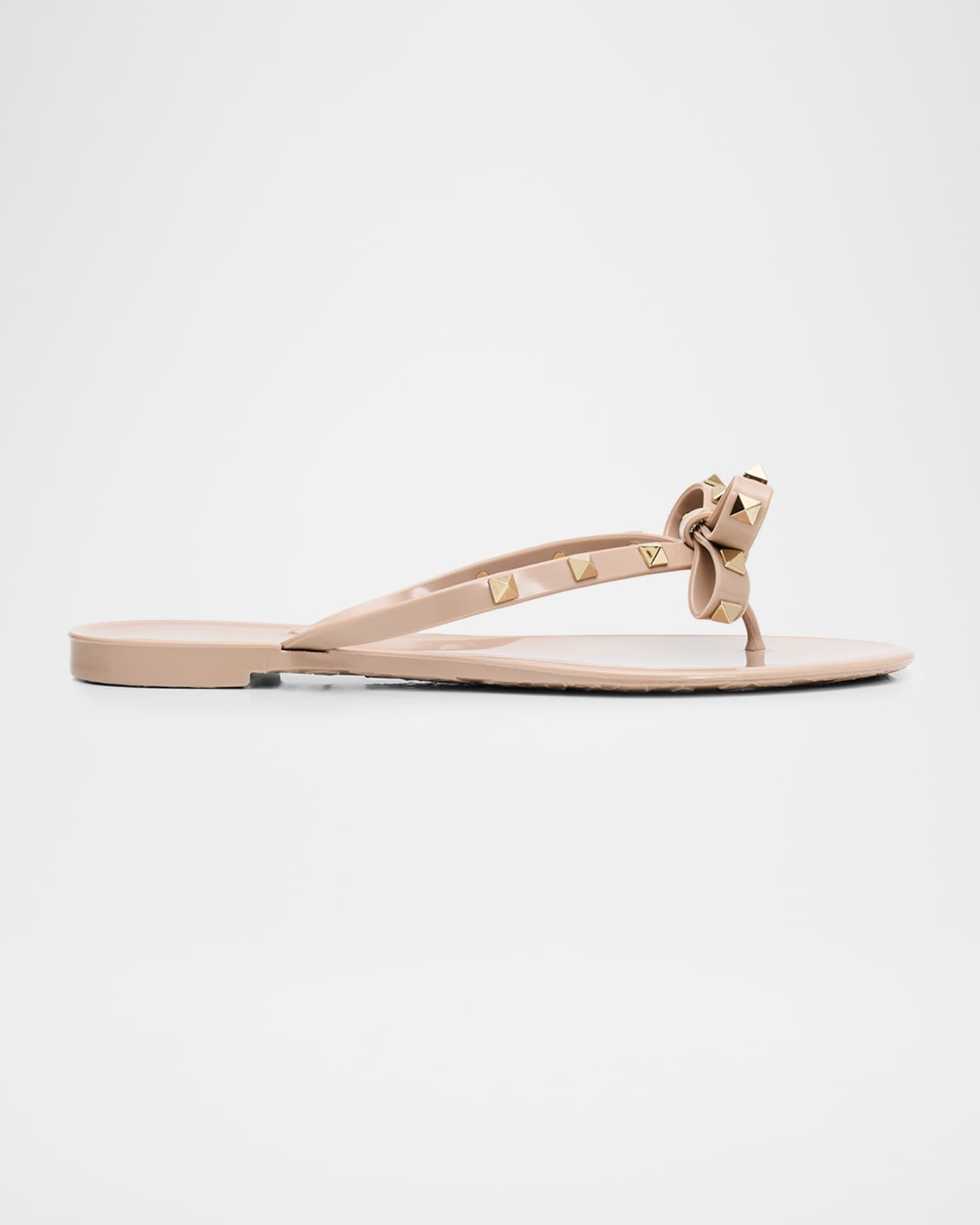 Valentino Garavani Rockstud PVC Flat Thong Sandals | Neiman Marcus