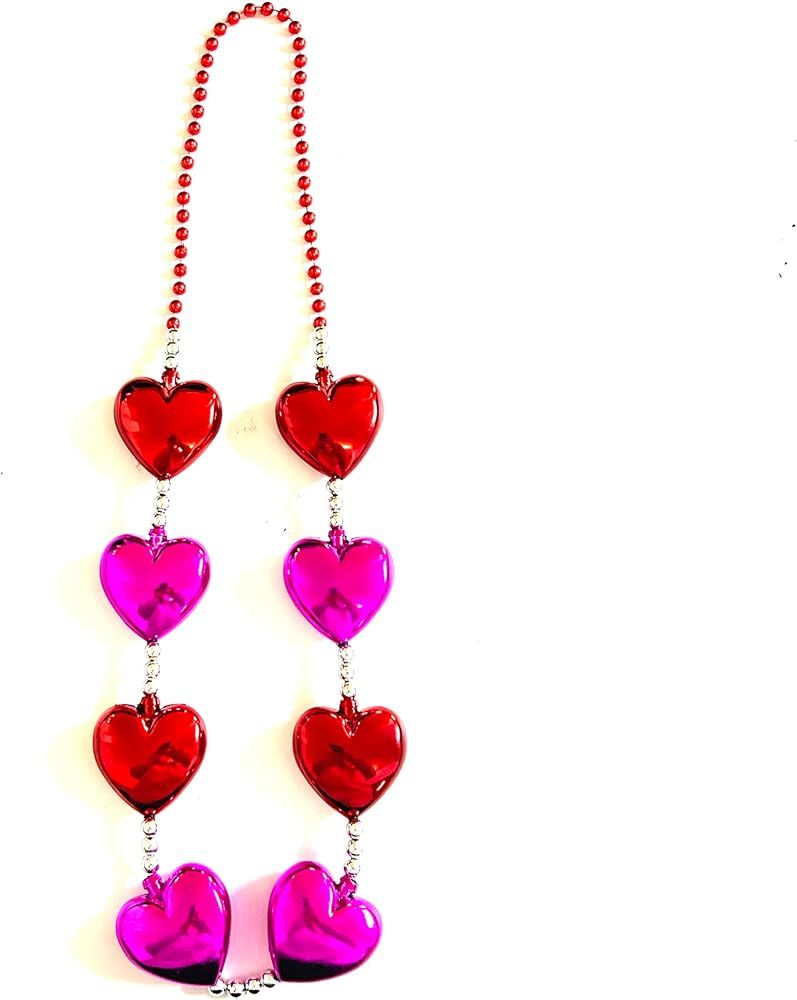 YSPPF Valentines Day Jumbo Ball Bead Necklaces Valentines Heart Shaped Bead Necklaces Bachelorett... | Amazon (US)