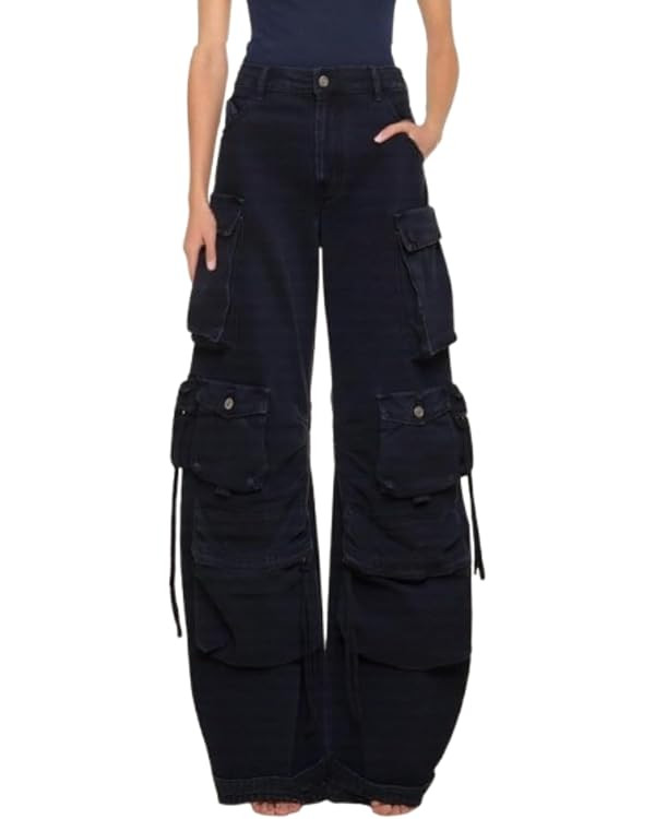 Multi-Pocket Jeans Washed Cargo Pants Y2k Retro High Street High Waist Jeans Casual Wide Leg Para... | Amazon (US)