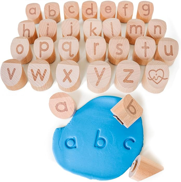 Alphabet Playdough Stamps for Kids - Lowercase Letter Stamp Set - ABC Toddler Clay Dough Stampers | Amazon (US)