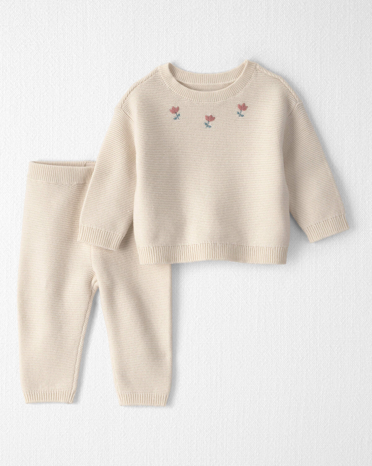 Baby Girl 2-Piece Organic Cotton Sweater Knit Top & Pant Set | Carter's Inc
