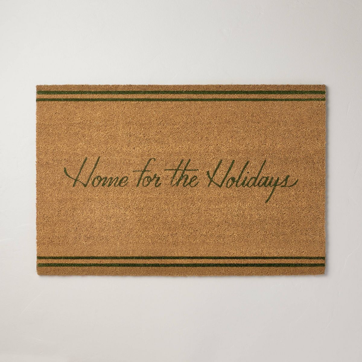 Home for the Holidays Coir Christmas Doormat Tan/Evergreen - Hearth & Hand™ with Magnolia | Target