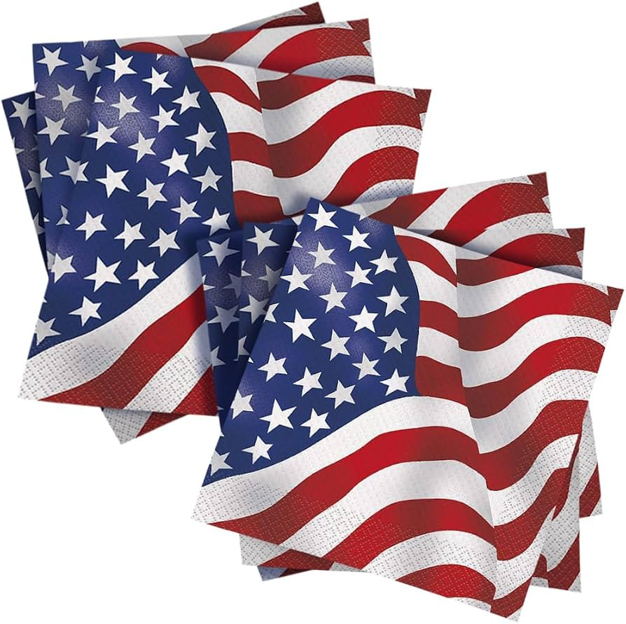 Unique 43742 USA Flag Luncheon Napkins 6.5", 16 Ct. | Amazon (US)