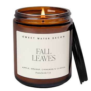 Sweet Water Decor Fall Candles for Home Scented - Hand Poured Soy Wax Autumn Candle with Apple & ... | Amazon (US)