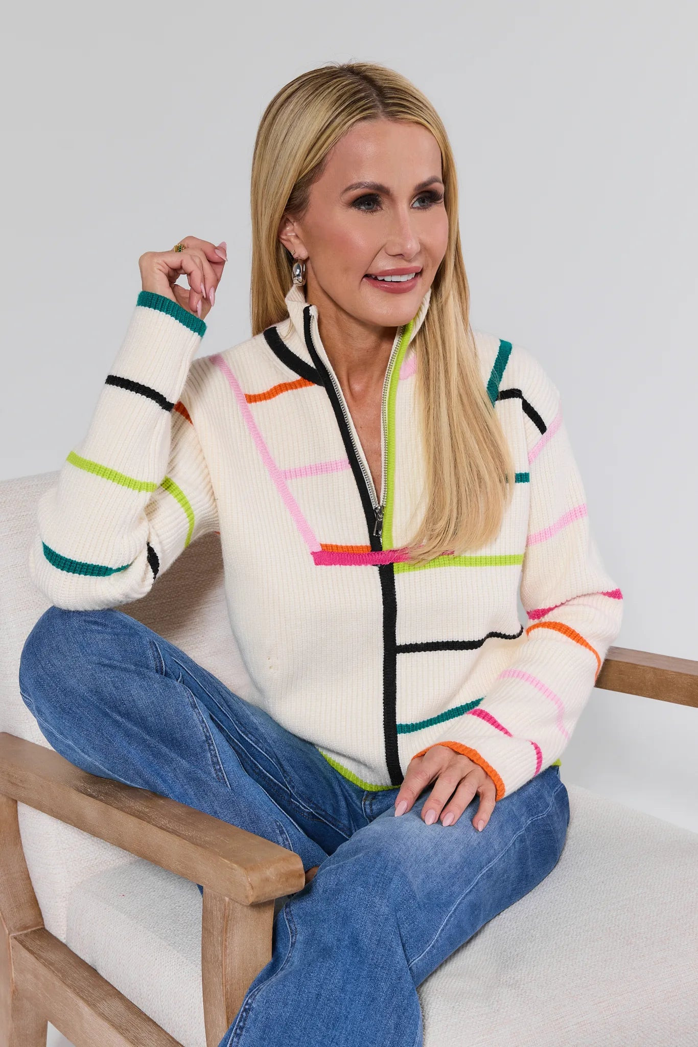 Carmen Striped Half Zip Sweater | Avara