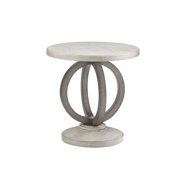 Oyster Bay White and Gray Hewlett Round Side Table | Bellacor