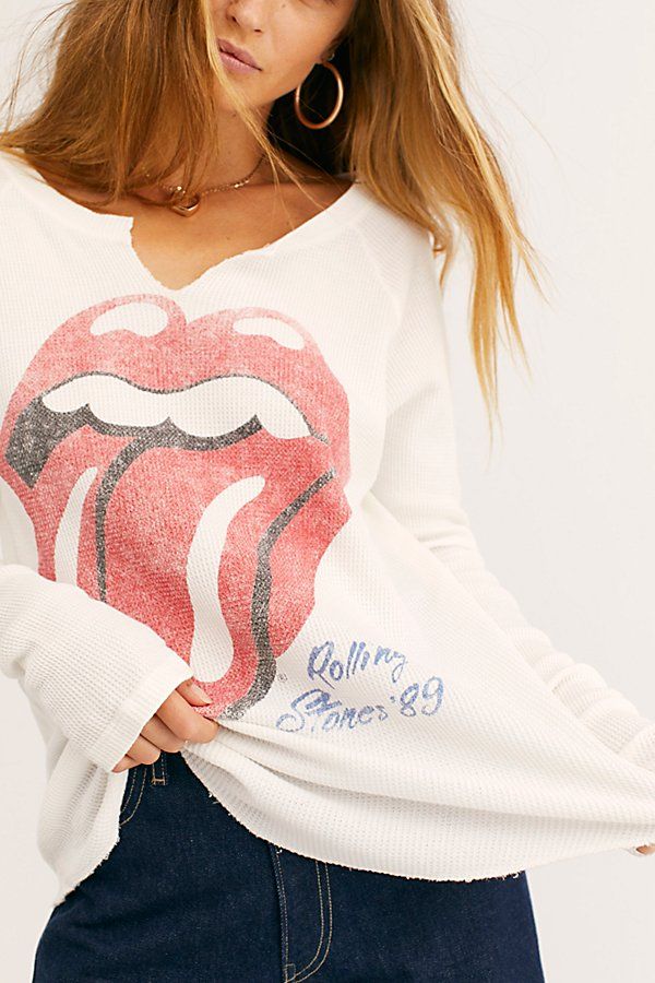 Rolling Stones Thermal by Daydreamer x Free People at Free People, Cream, XS | Free People (Global - UK&FR Excluded)