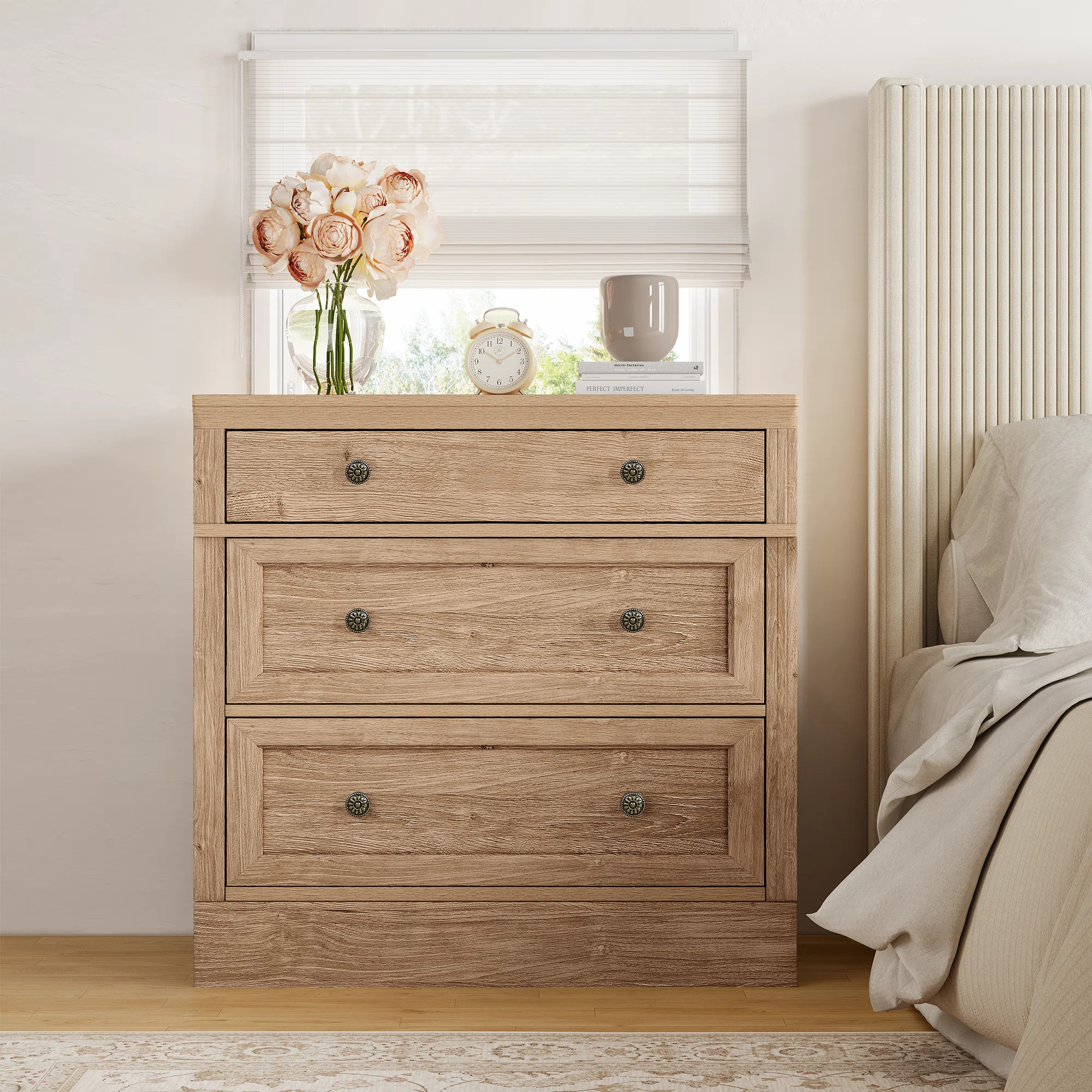 Retro Elegant Oversized 3-drawer Nightstand | Wayfair North America