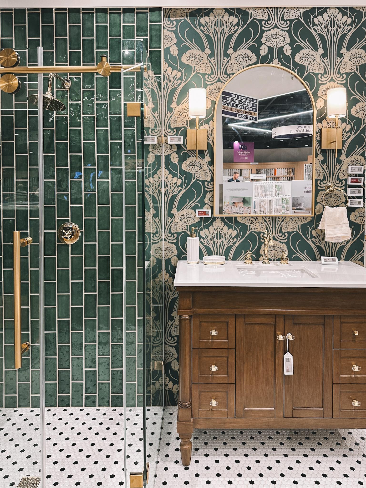 My jaw was on the floor when we visited the @Wayfair bathrooms, kitchens and laundry rooms. So stunning. Do I need a green bathroom in my life? I think the answer is yes. I also finally found the perfect vanity for Lucy's bathroom while there, and can't wait to have functional storage space for her! Oh, and did you know that Wayfair offers custom cabinetry?! Just get a load of the dream kitchens we saw in my other LTKs. From bold greens with black hardware to porcelain blue shiplapped walls and muted white cabinetry, no detail was missed. #wayfair #wayfairpartner

#LTKHome #LTKSaleAlert