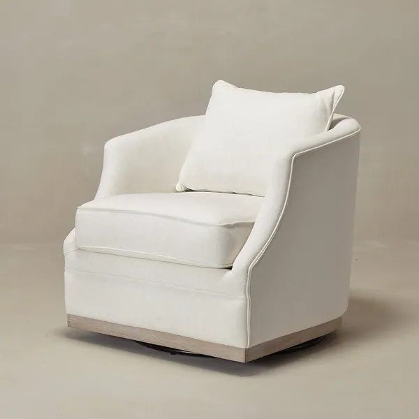 KINWELL 31" Wide Linen Fabric Upholstered Swivel Barrel Accent Chair - Bed Bath & Beyond - 431257... | Bed Bath & Beyond