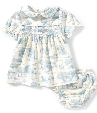 Edgehill Collection Baby Girls Smock Toile Peter Pan Cap Sleeve Dress | Dillard's | Dillard's