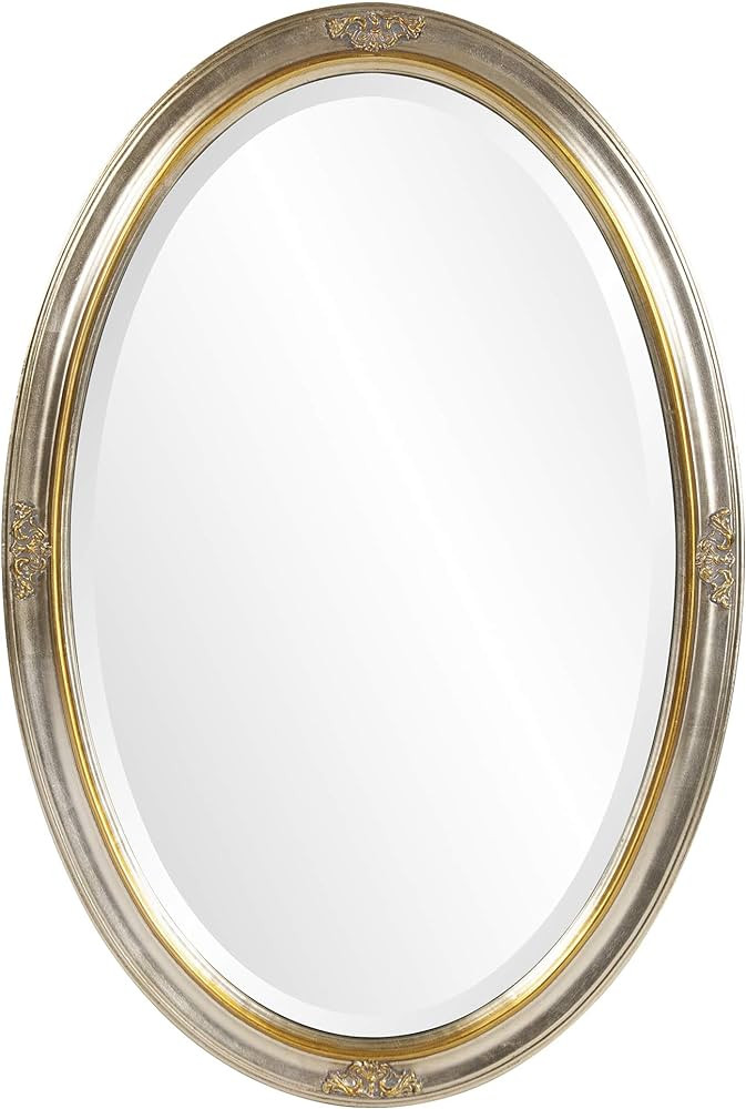 Howard Elliott Carlton Oval Decorative Wall Mounted Mirror, Stainless Steel, Bevelled Oval Hangin... | Amazon (US)