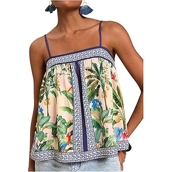 SOLY HUX Women's Tropical Floral Print Cami Top Spaghetti Strap Boho Vacation Summer Tops Camisol... | Amazon (US)
