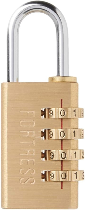 Master Lock Fortress Padlock, Set Your Own Combination Luggage Lock, 1-3/16 in. Wide, 627D,Gold | Amazon (US)