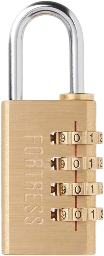 Master Lock Fortress Padlock, Set Your Own Combination Luggage Lock, 1-3/16 in. Wide, 627D,Gold | Amazon (US)