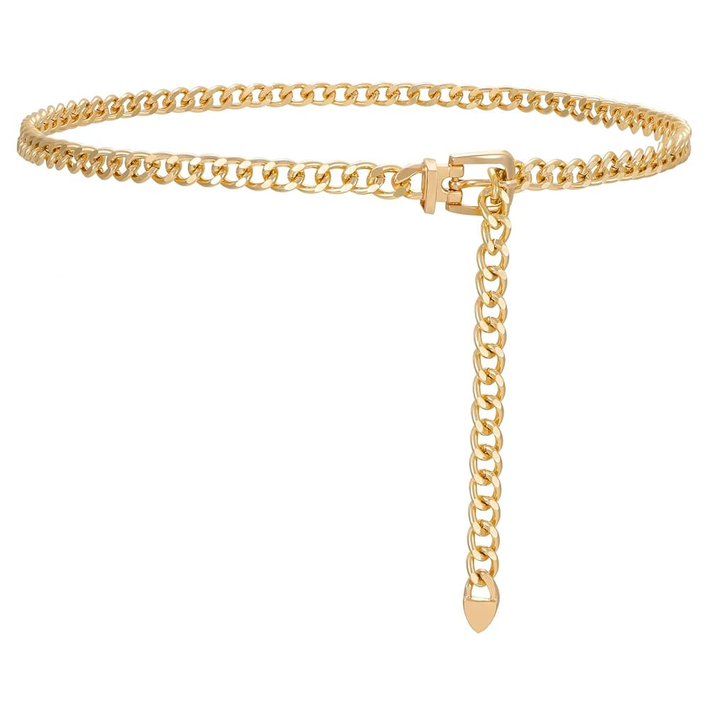 Gold Metal Waist Chain for Women - Adjustable Body Chain with Link Belts for Dress & Jeans | Amazon (US)