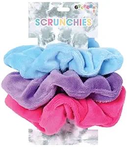 iscream Silky Soft Velour Set of 3 Scrunchies - Blue, Purple & Hot Pink | Amazon (US)