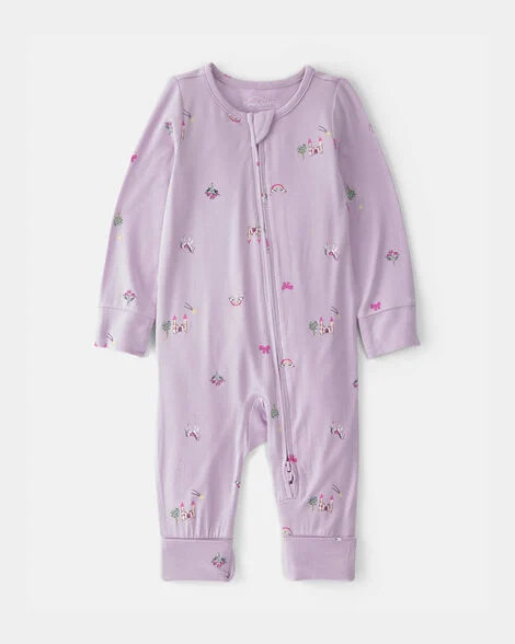 Baby Girl Fairytale 2-Way Zip PurelySoft Sleep & Play Pajama - Purple | Carter's | Carter's Inc