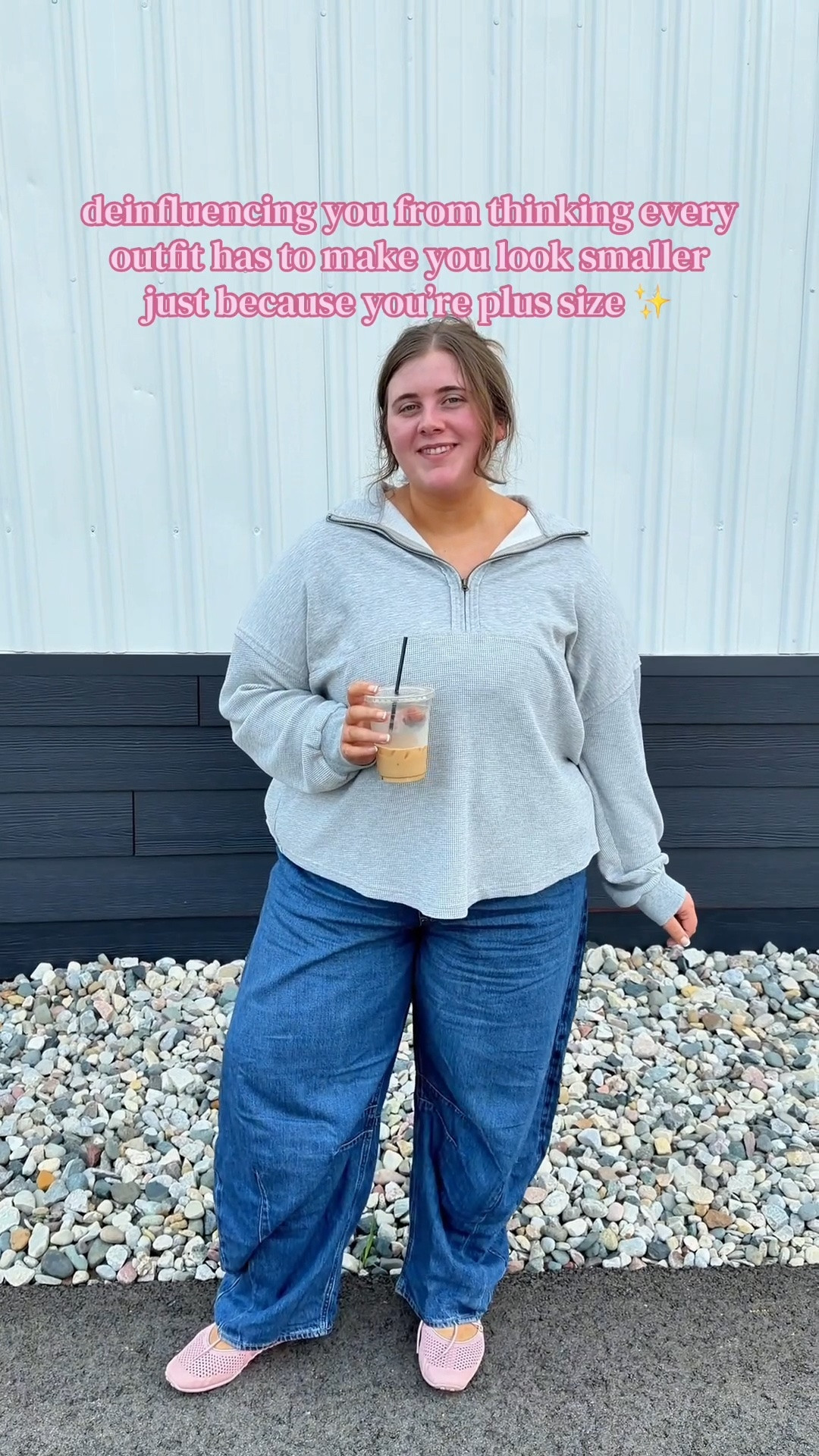 wearing the oversized tops, the baggy jeans & whatever else makes me happy ✨ I’m wearing the GAP jeans in an xxl tall and the top in a 3x. Shoes are so comfy and from Vivaia 🩷

#LTKPlusSize #LTKSaleAlert #LTKootd