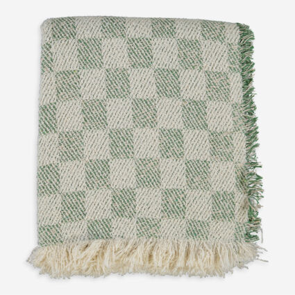 White & Green Checkerboard Woven Throw 127x152cm | TK Maxx