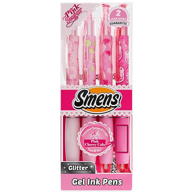 Pink Sugar Smens – Black Glitter Gel Pens with Scented Grips, 4 Pack – Cute, Fun, Smelly Pens... | Amazon (US)