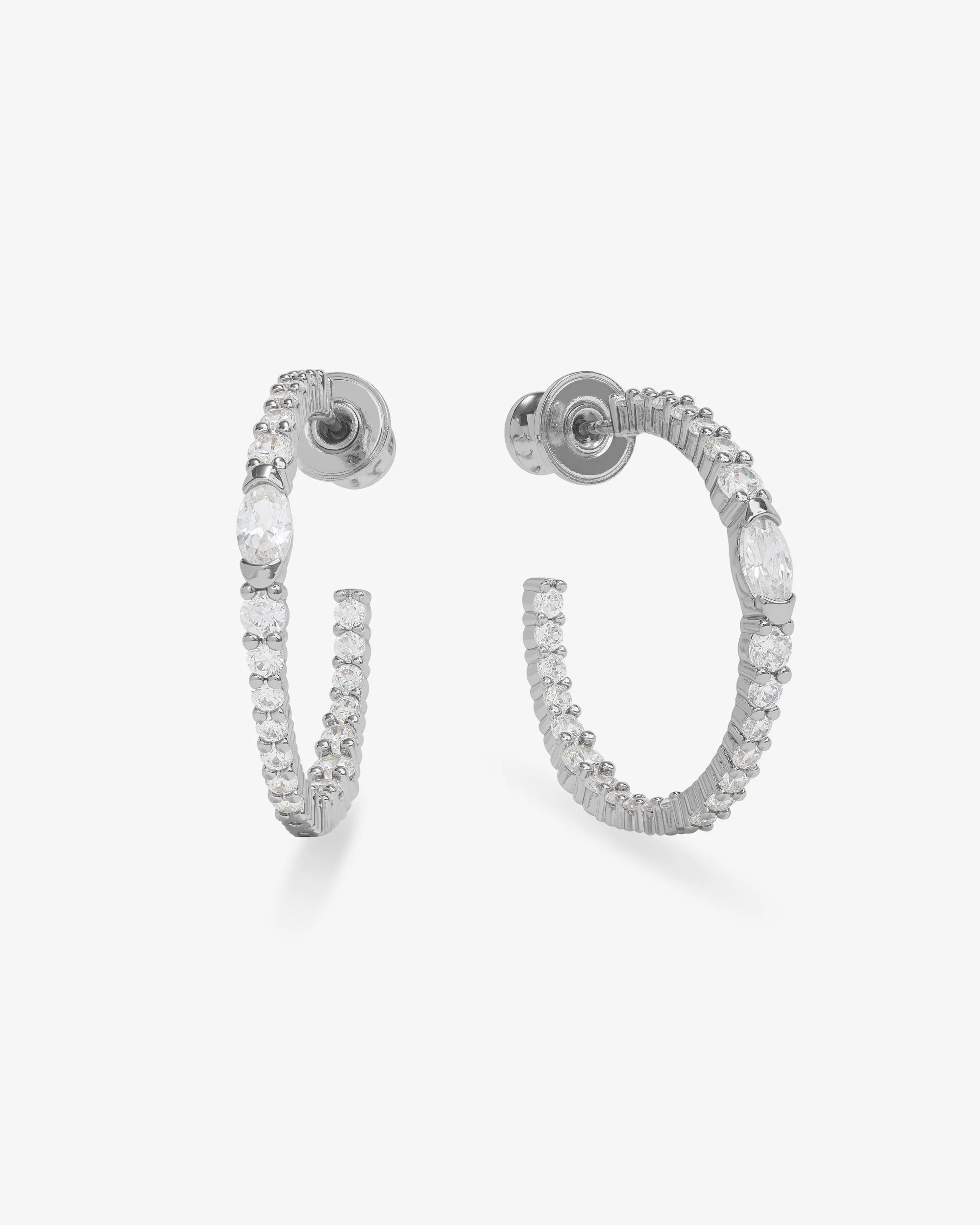 The Maven 1" Classic Hoops - Silver Simulated Diamond | Melinda Maria Jewelry