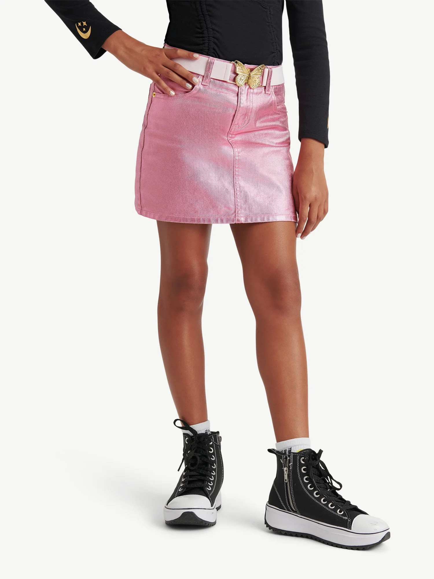 Justice Girls Wicked Denim Skirt With Belt, Sizes 6-18 | Walmart (US)