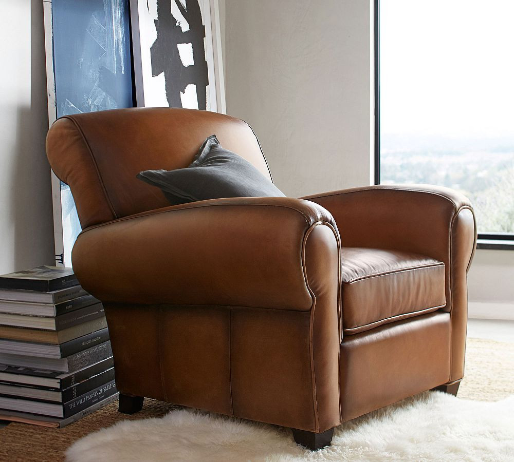 Manhattan Roll Arm Leather Chair | Pottery Barn (US)