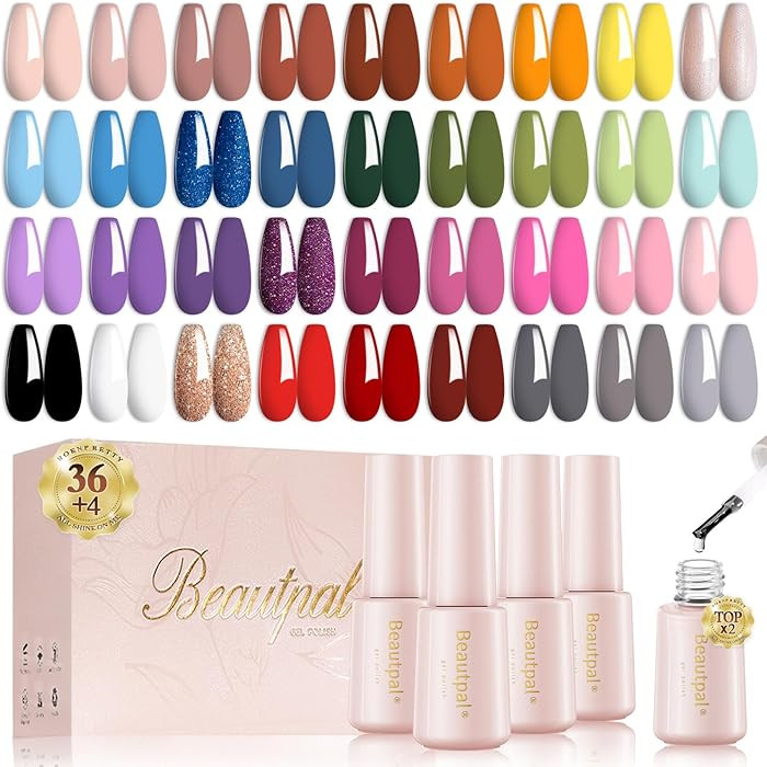 Beautpal 40 PCS Gel Nail Polish Set All Seasons Collection 36 Colors Gel Polish 7ml Popular Nude ... | Amazon (US)