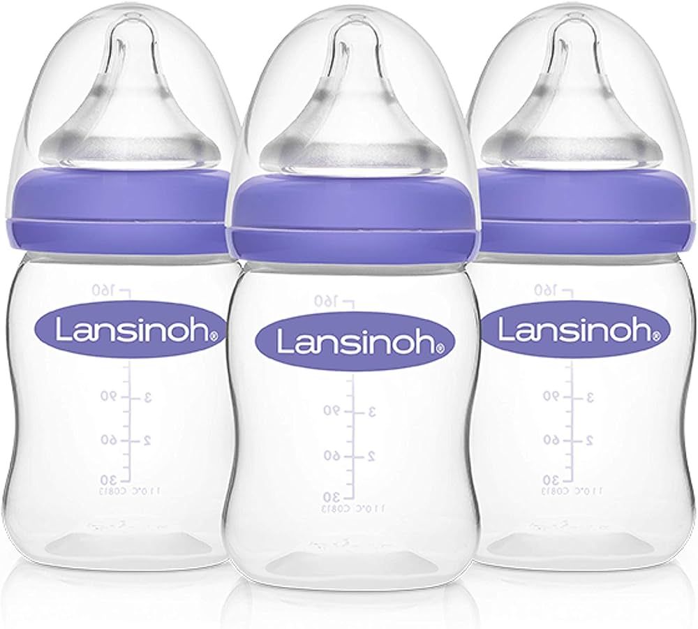 Lansinoh Anti-Colic Baby Bottles for Breastfeeding Babies, 5 Ounces, 3 Count, Includes 3 Slow Flo... | Amazon (US)