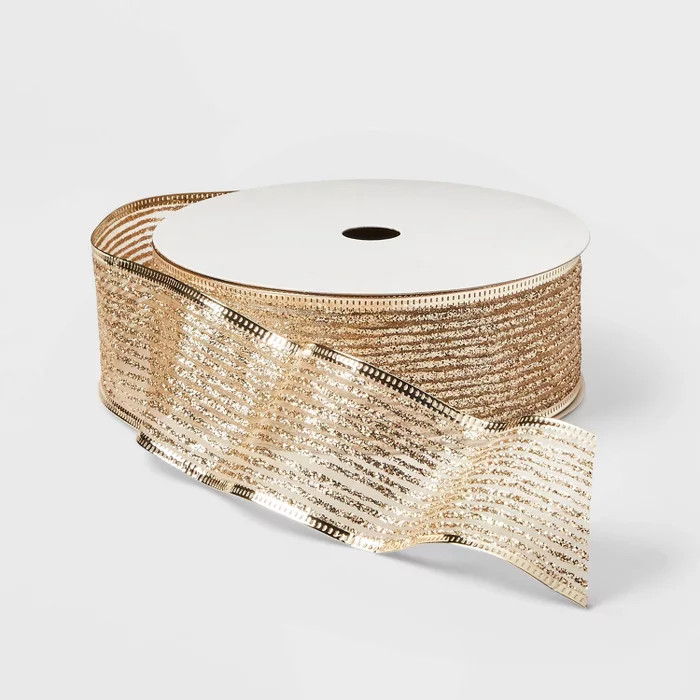 2" Stripe Ribbon Gold 100ft - Wondershop™ | Target