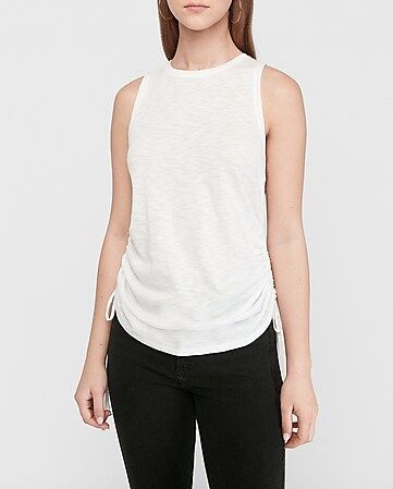 Slub Ruched Side Tie Easy Tank | Express