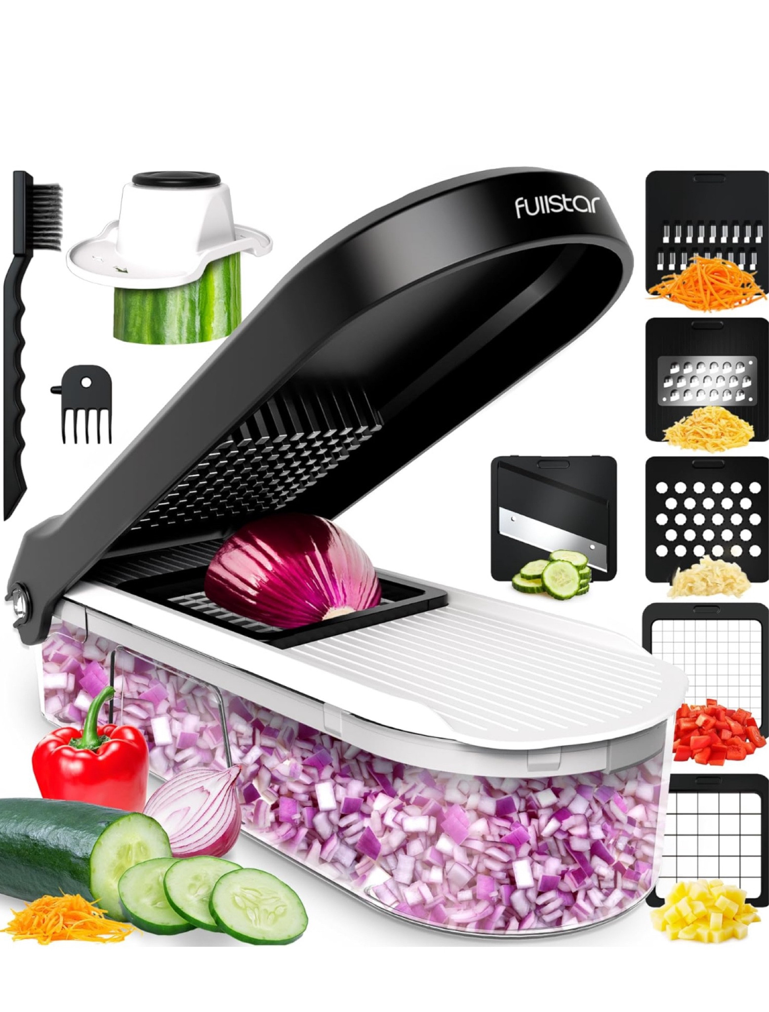 A must have for healthy prep cooking! Saves time 

Fullstar Vegetable Chopper, Cheese Slicer, Food Chopper, Veggie Chopper, Onion Chopper, Vegetable Chopper with Container, Mandoline Slicer & Cheese Grater (6 in 1 - White)

#LTKSaleAlert #LTKFindsUnder50 #LTKHome