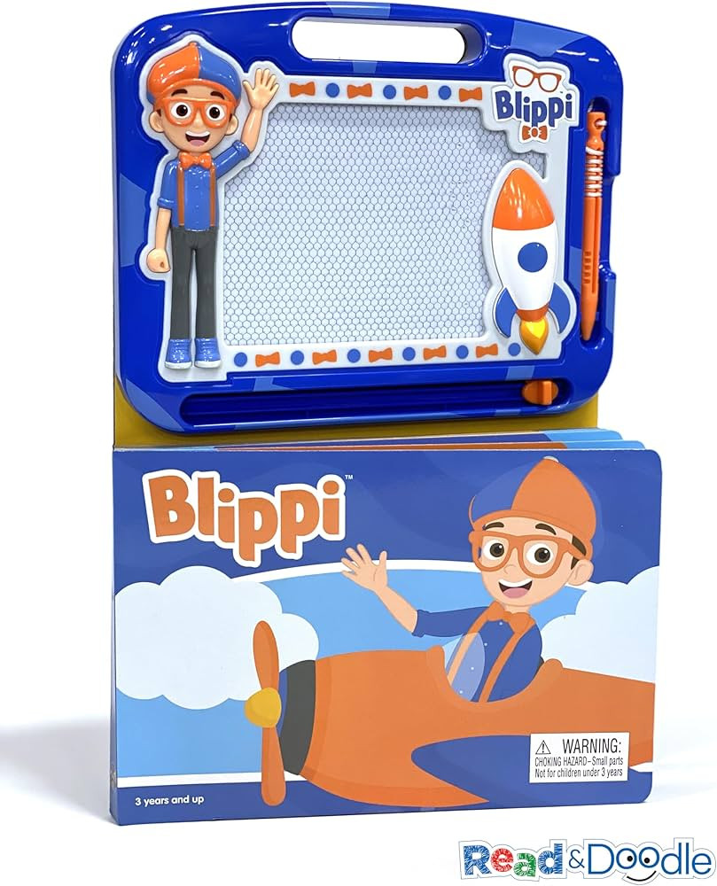 Blippi Read & Doodle - Learning resources for kids, a magnetic drawing pad, an easy-to-use pen, 22-page board book for reading and drawing | Amazon (UK)