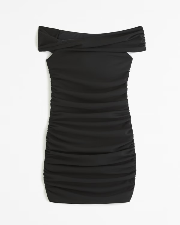 Women's Off-The-Shoulder Twist Ruched Mini Dress | Women's Dresses & Jumpsuits | Abercrombie.com | Abercrombie & Fitch (US)