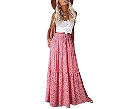 EARKOHA Womens Casual High Waist Tiered Paisley Print Long Maxi Skirt with Pockets | Amazon (US)