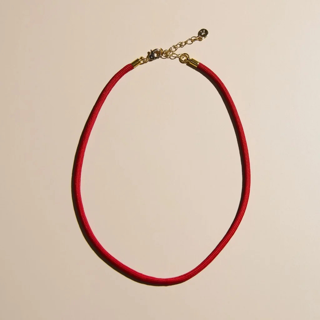 Red Minimalist Paracord Necklace | Nickel and Suede