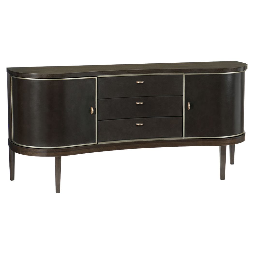 Roanne Modern Classic Dark Brown Wood Leather Wrapped Sideboard | Kathy Kuo Home