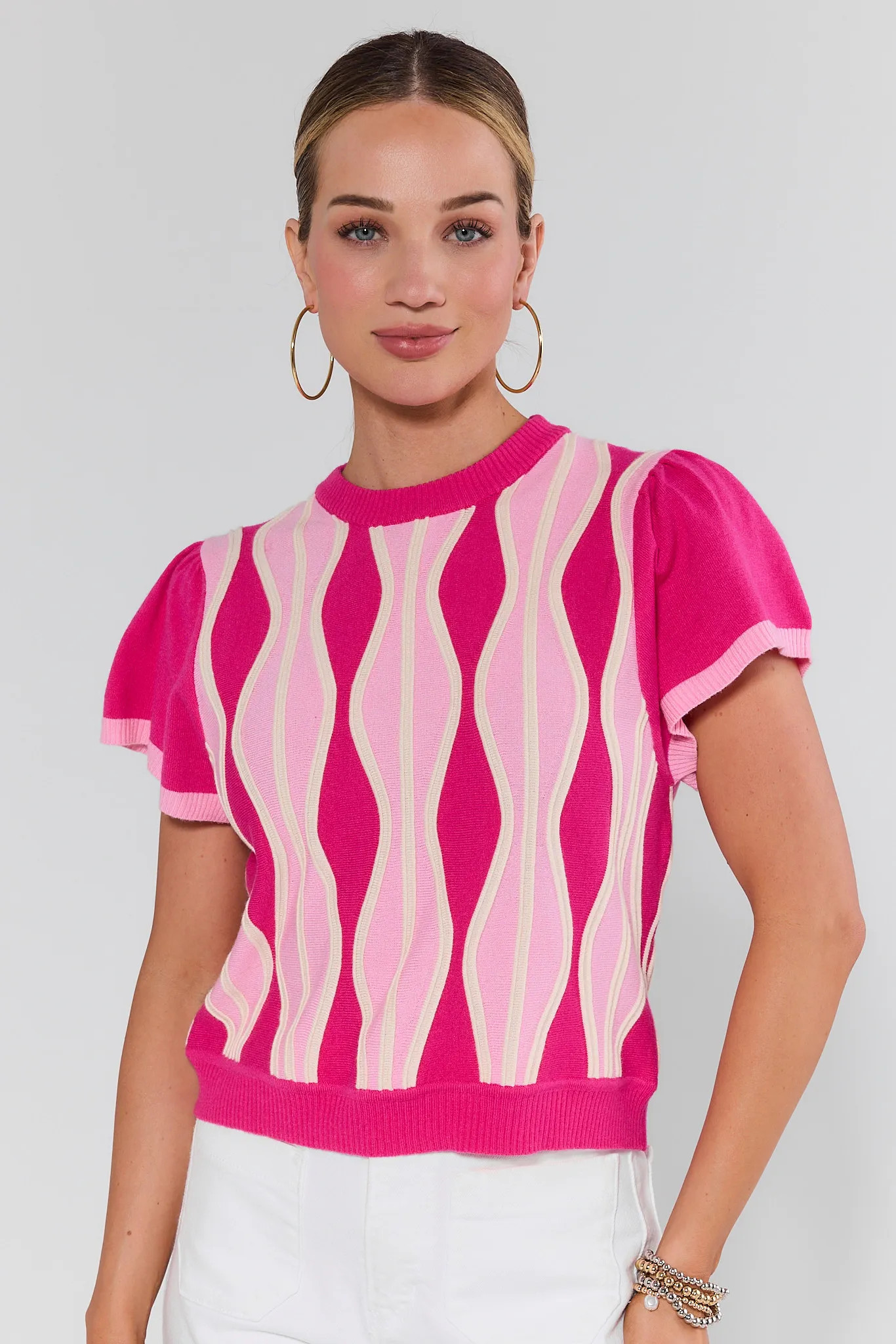 Donnelly Pink Short Sleeve Sweater | Avara