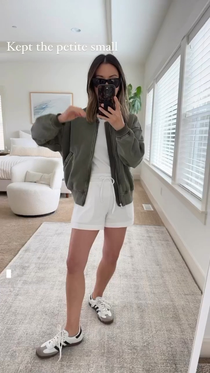 Gap spring/summer try-on. Comfy bomber jacket. Love this layer, so comfy! On sale!

Gap bomber jacket petite small. I sized up. 
Haven Well within Tank xs
haven Well Within Shorts xs
Adidas samba sneakers 4.5 men’s. 
Chanel trendy cc small

Petite style, summer style, vacation outfit, summer outfit. 

#LTKunder100 #LTKsalealert #LTKitbag