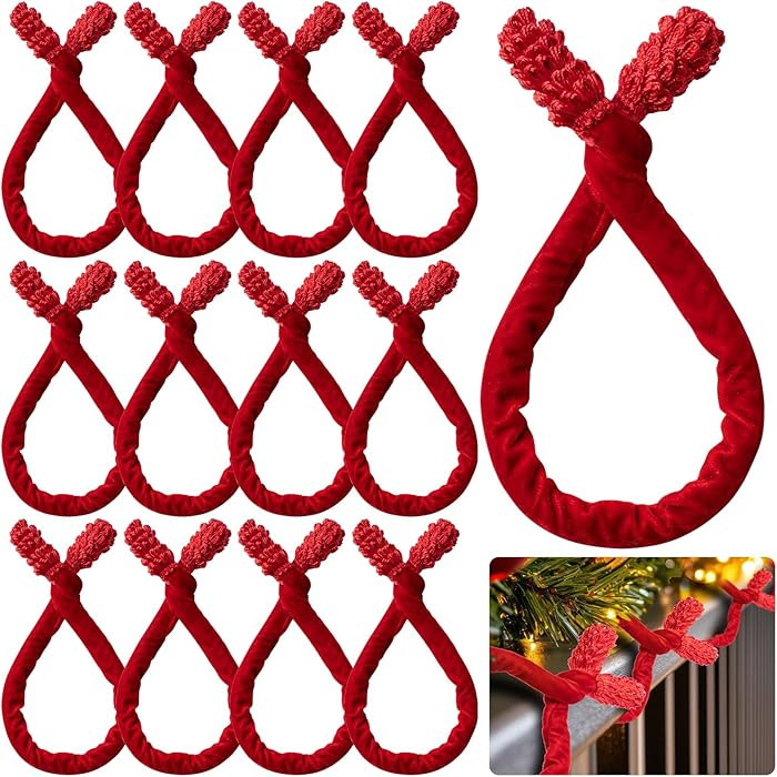 12Pcs Red Christmas Garland Ties Decorative Banister Twist, Christmas Holiday Wreath Ties for Xma... | Amazon (US)