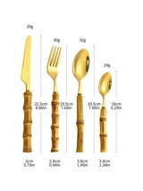 4pcs Bamboo Handle Cutlery Set | SHEIN